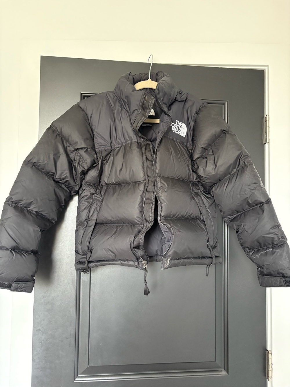 The North Face Black Puffer Coat with White Logo
